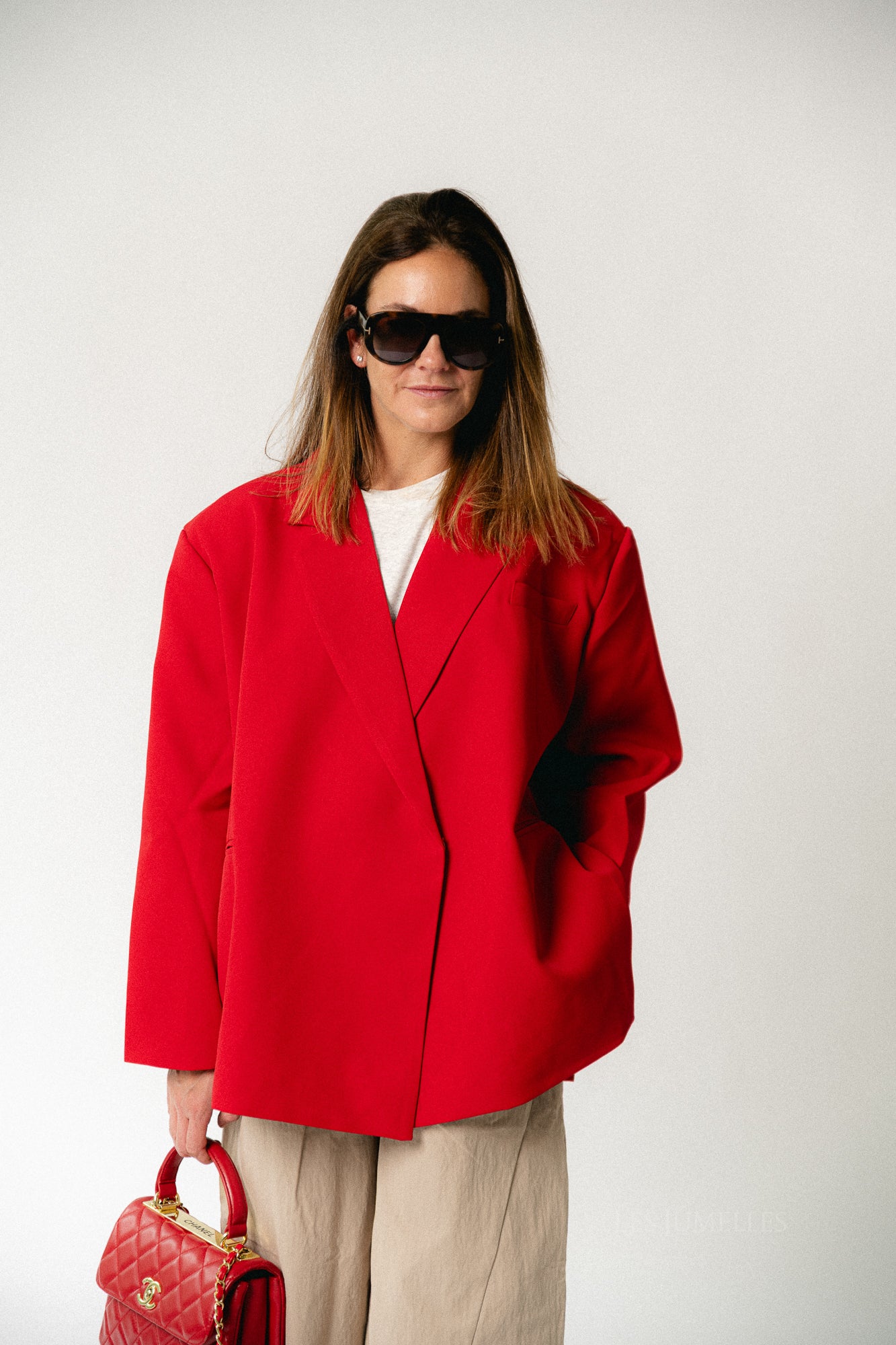 Chloe oversized blazer strawberry red