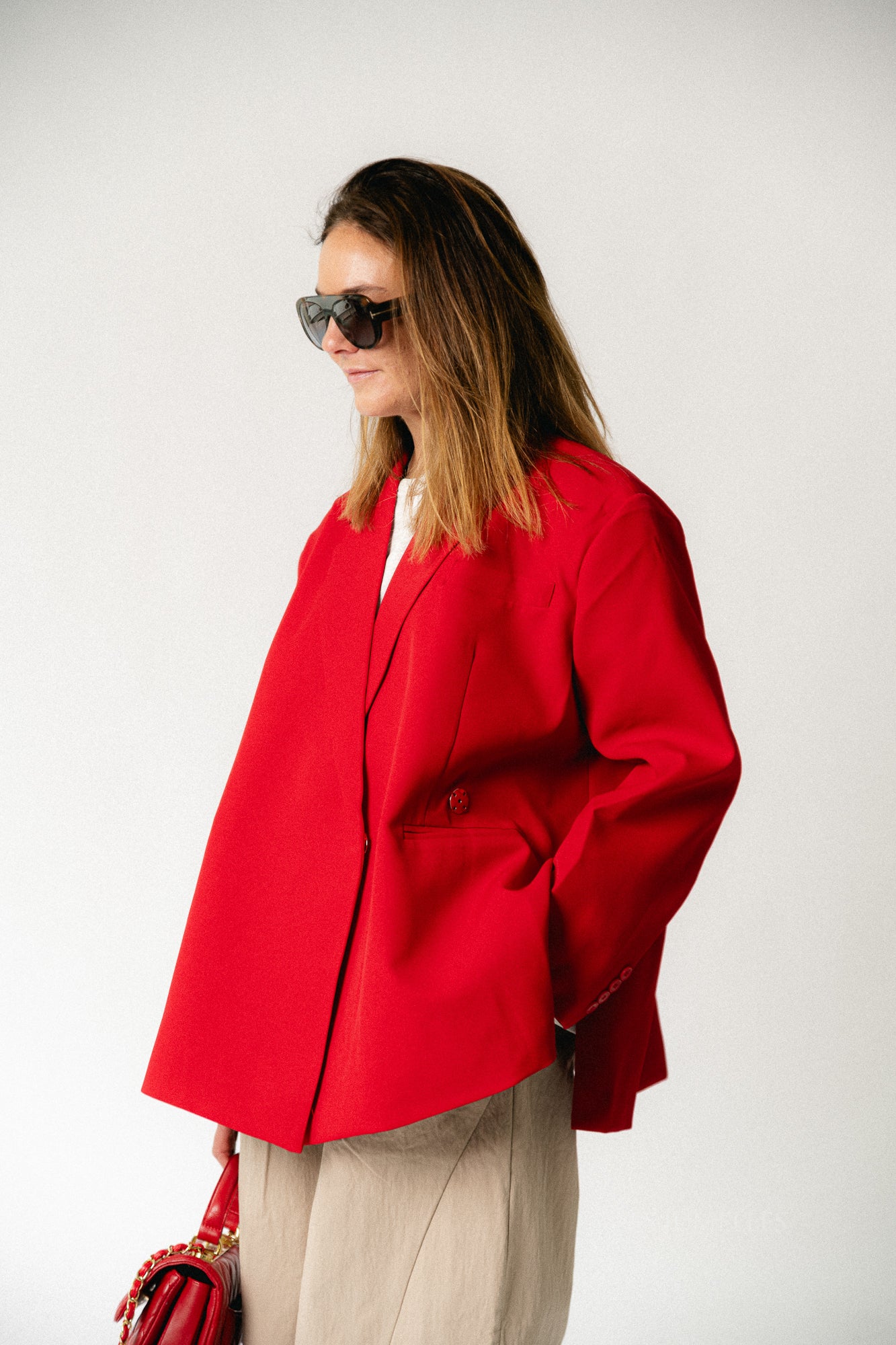 Chloe oversized blazer strawberry red
