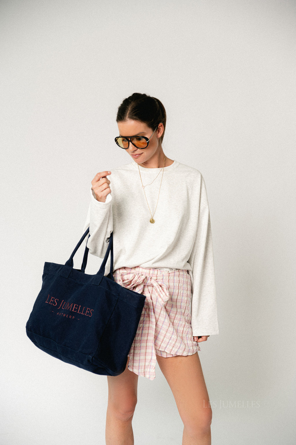 Les Jumelles totebag navy/burgundy
