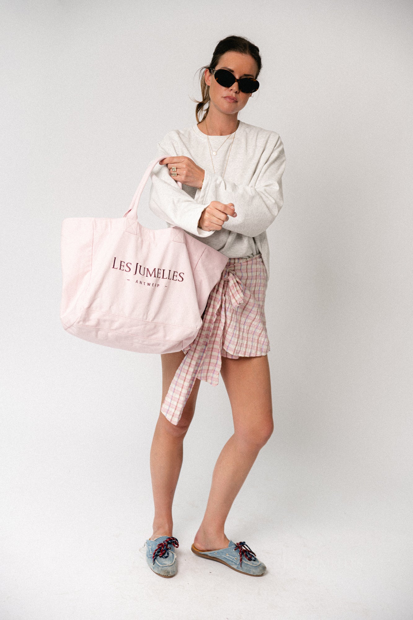 Les Jumelles totebag pink/burgundy