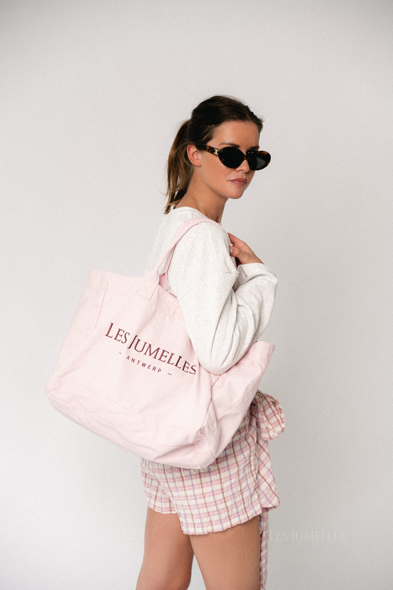 Les Jumelles totebag pink/burgundy