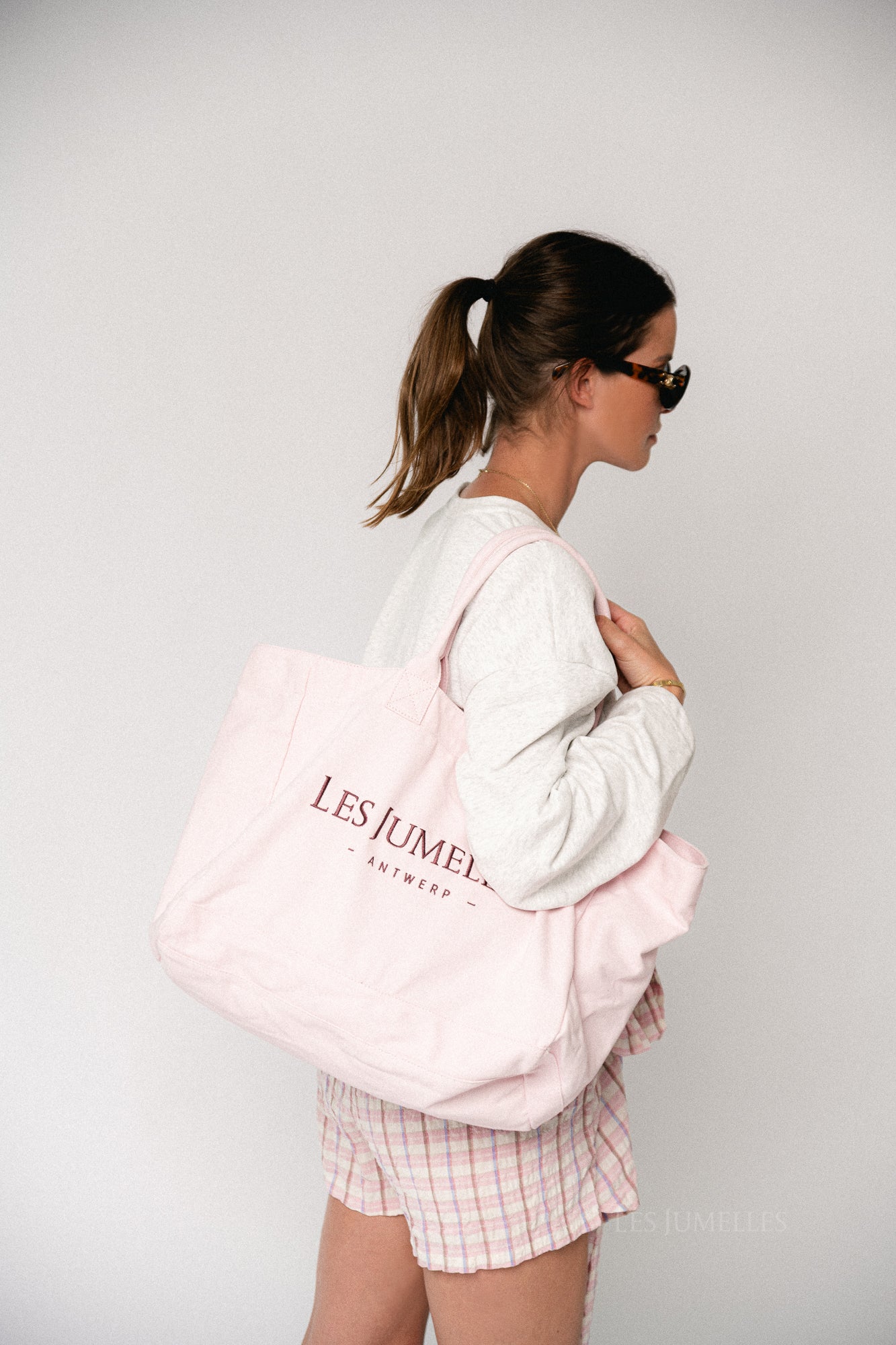 Les Jumelles totebag pink/burgundy
