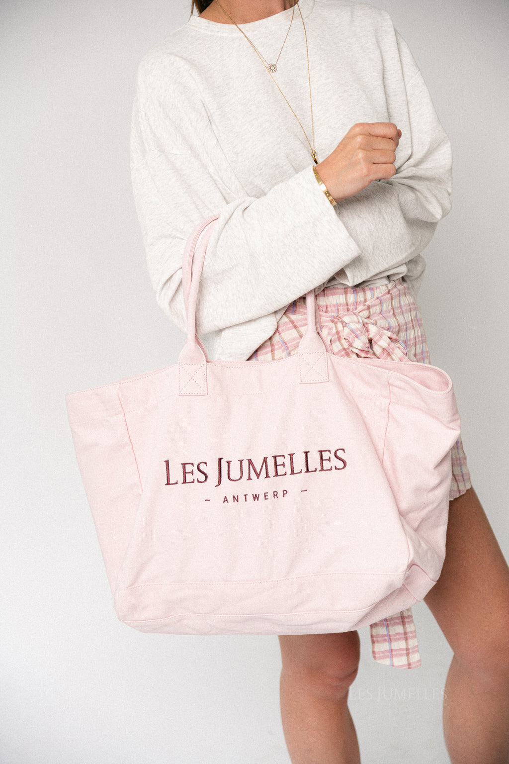 Les Jumelles totebag pink/burgundy