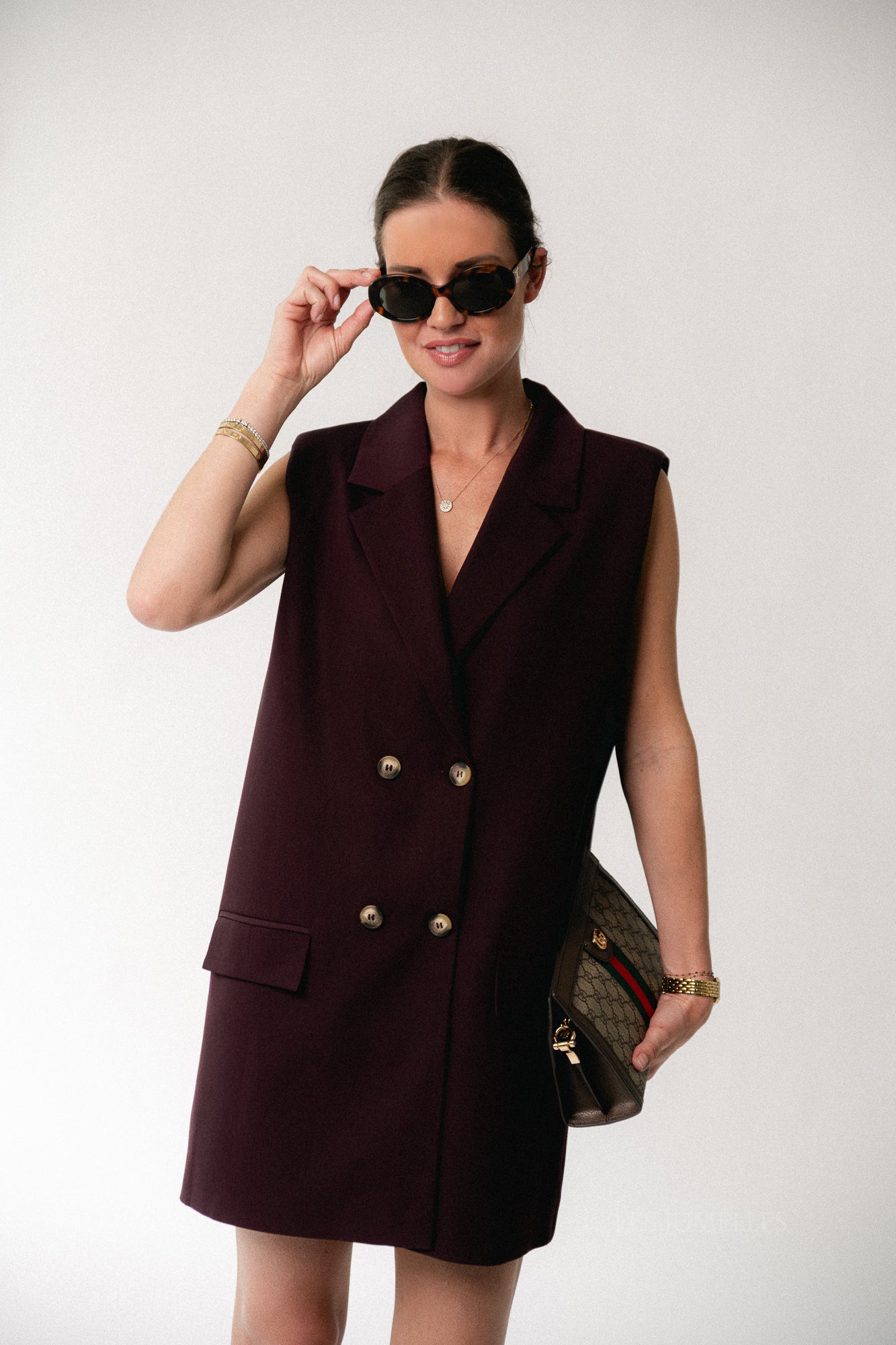 Luisa blazer dress burgundy