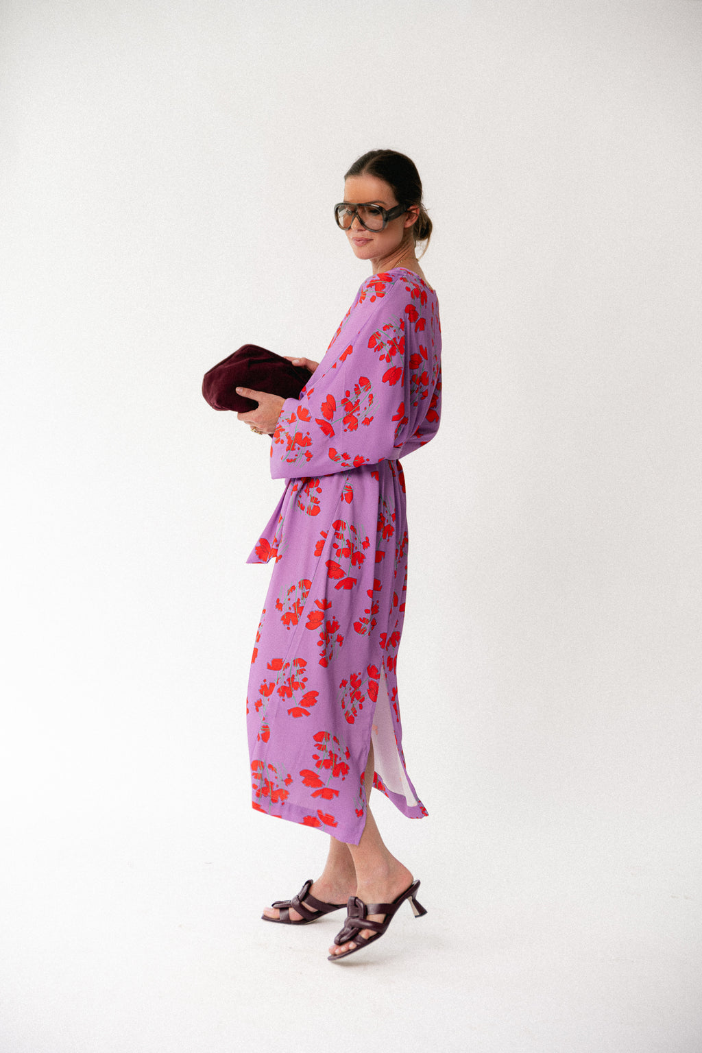 Valerie long dress viola print lilac