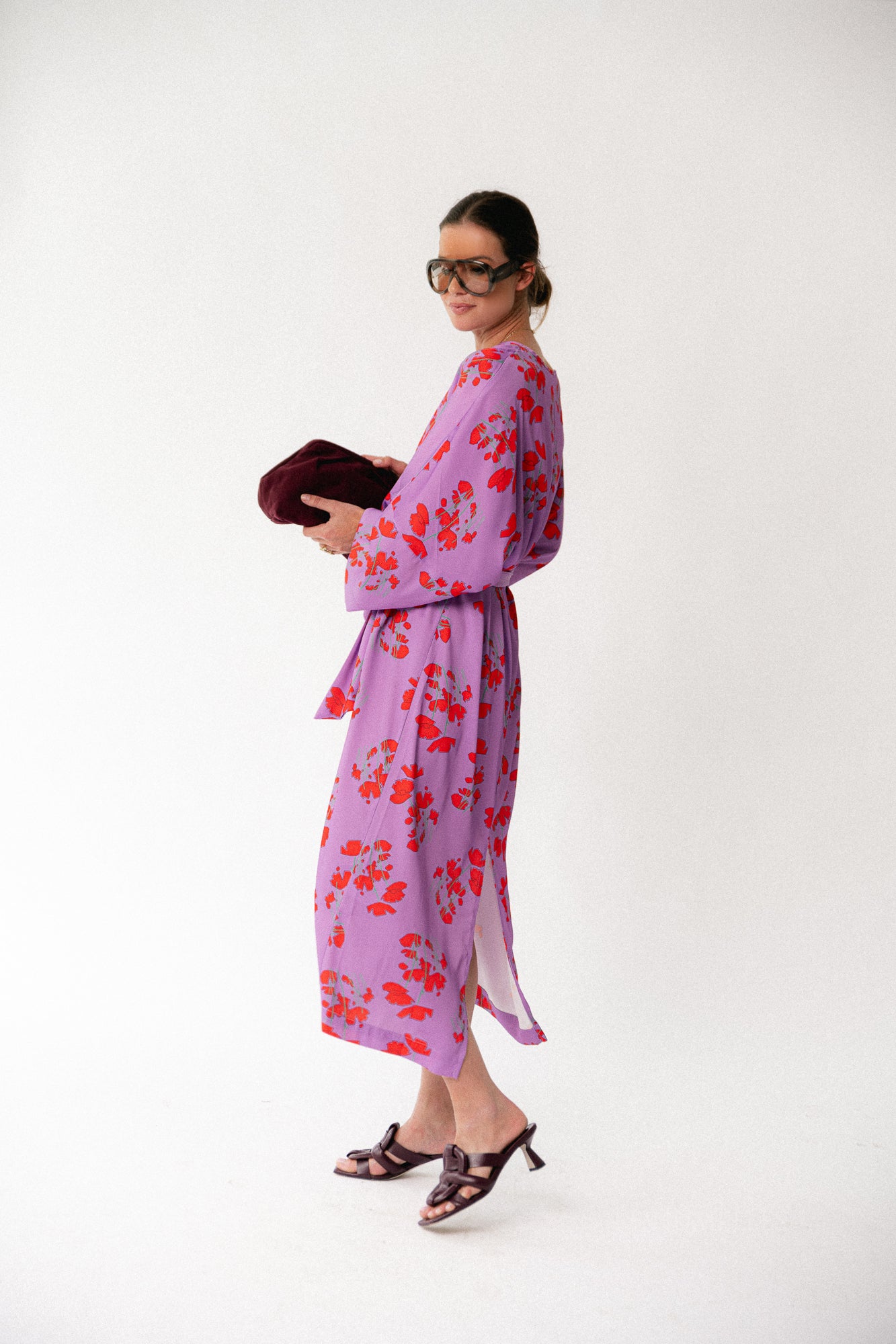 Valerie long dress viola print lilac