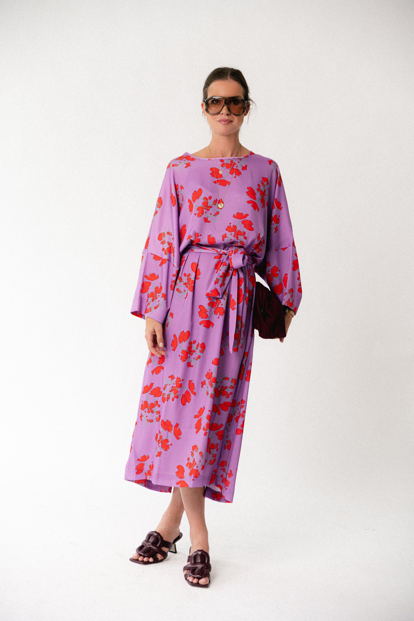 Valerie long dress viola print lilac