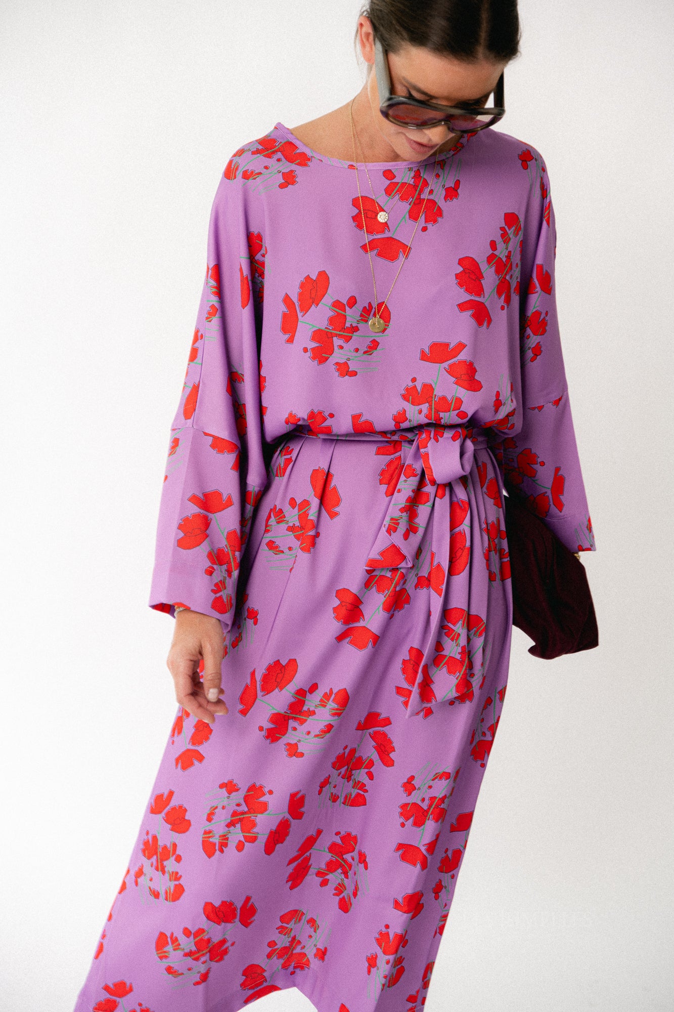 Valerie long dress viola print lilac