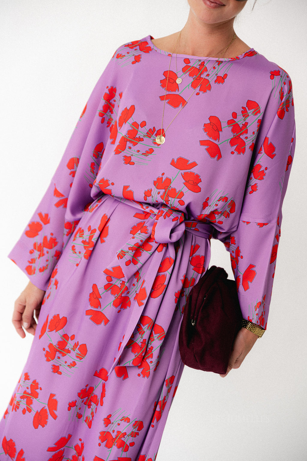 Valerie long dress viola print lilac