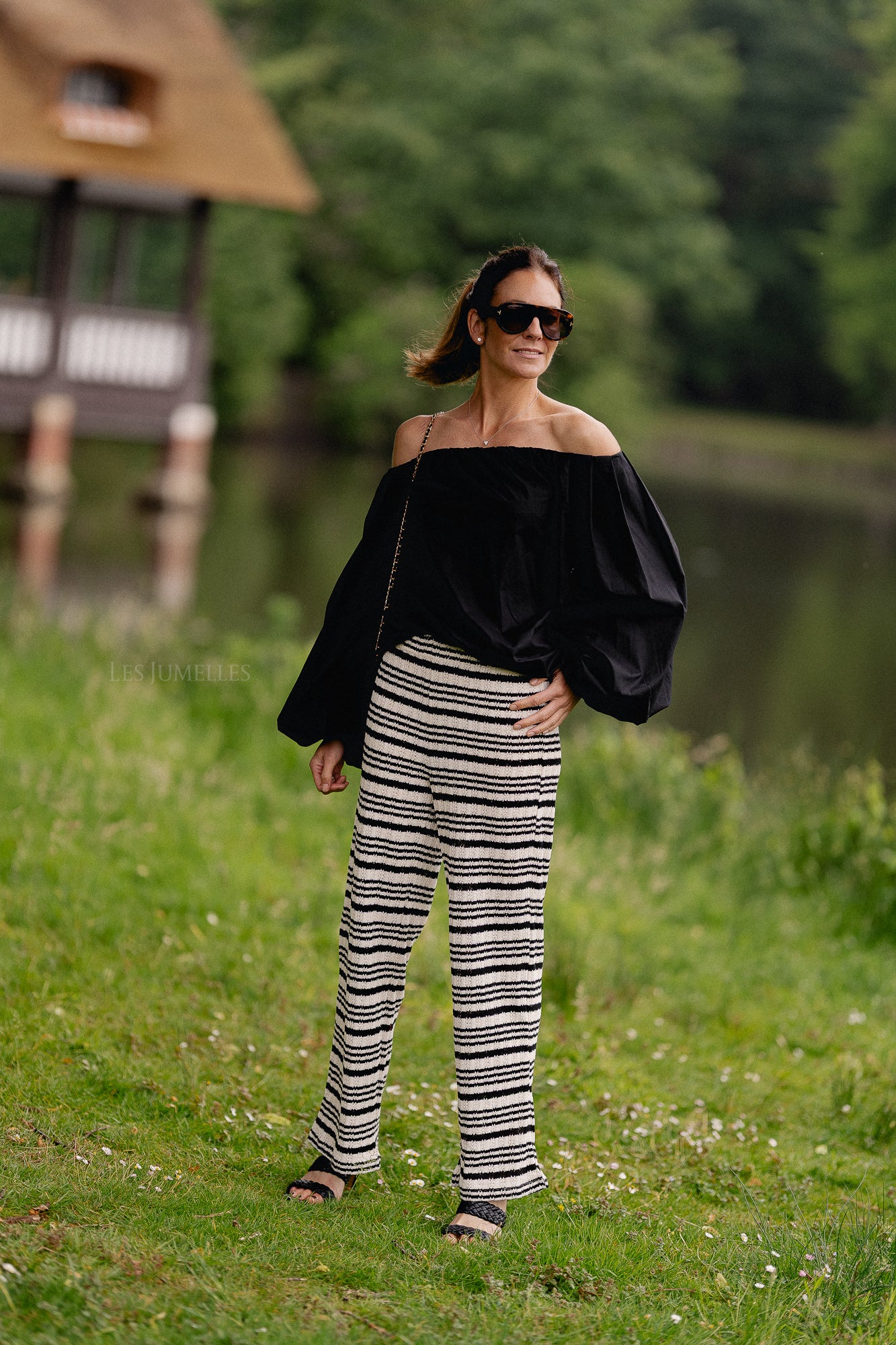 Fran Off-Shoulder Bluse Schwarz
