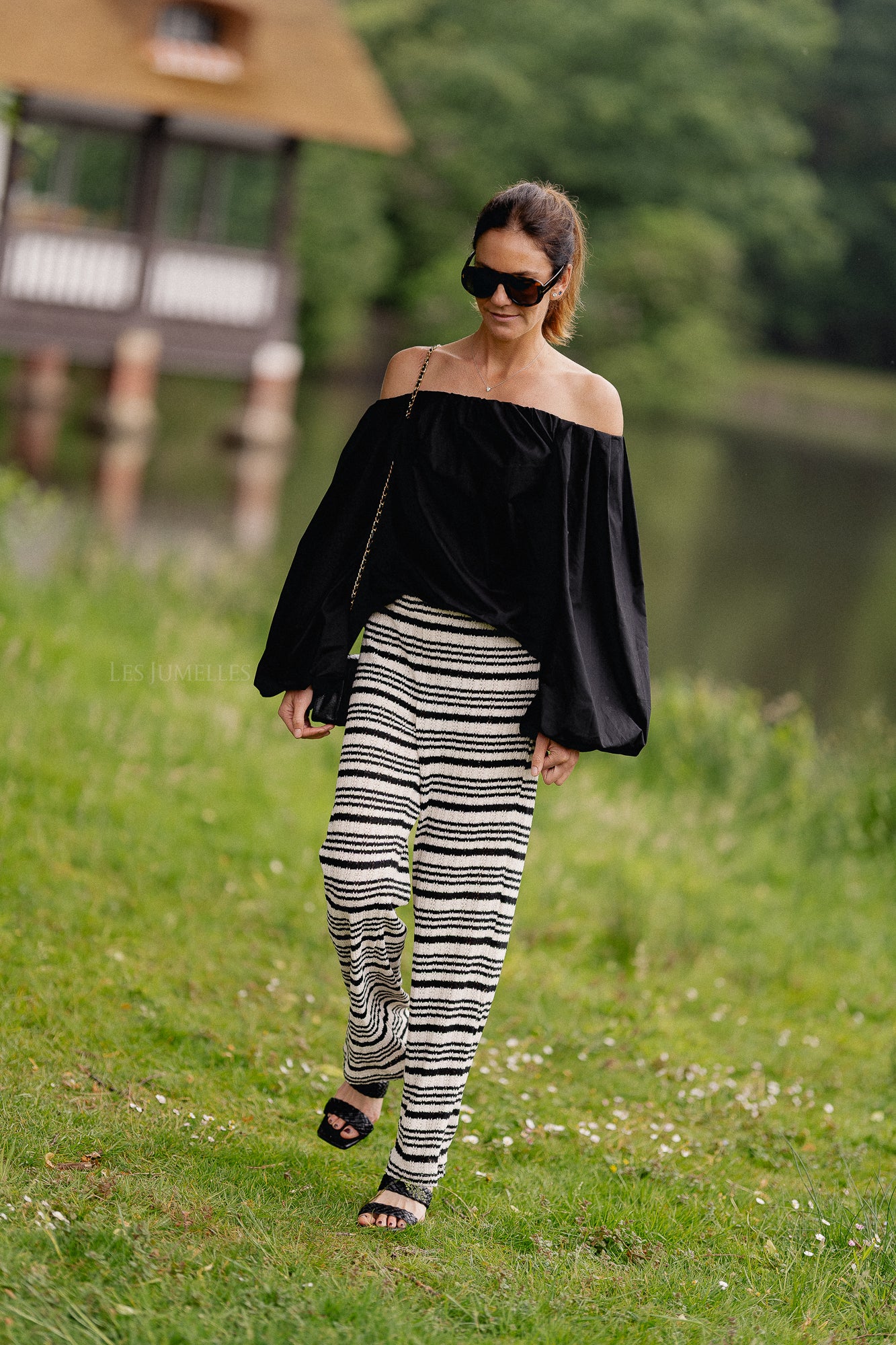 Fran Off-Shoulder Bluse Schwarz