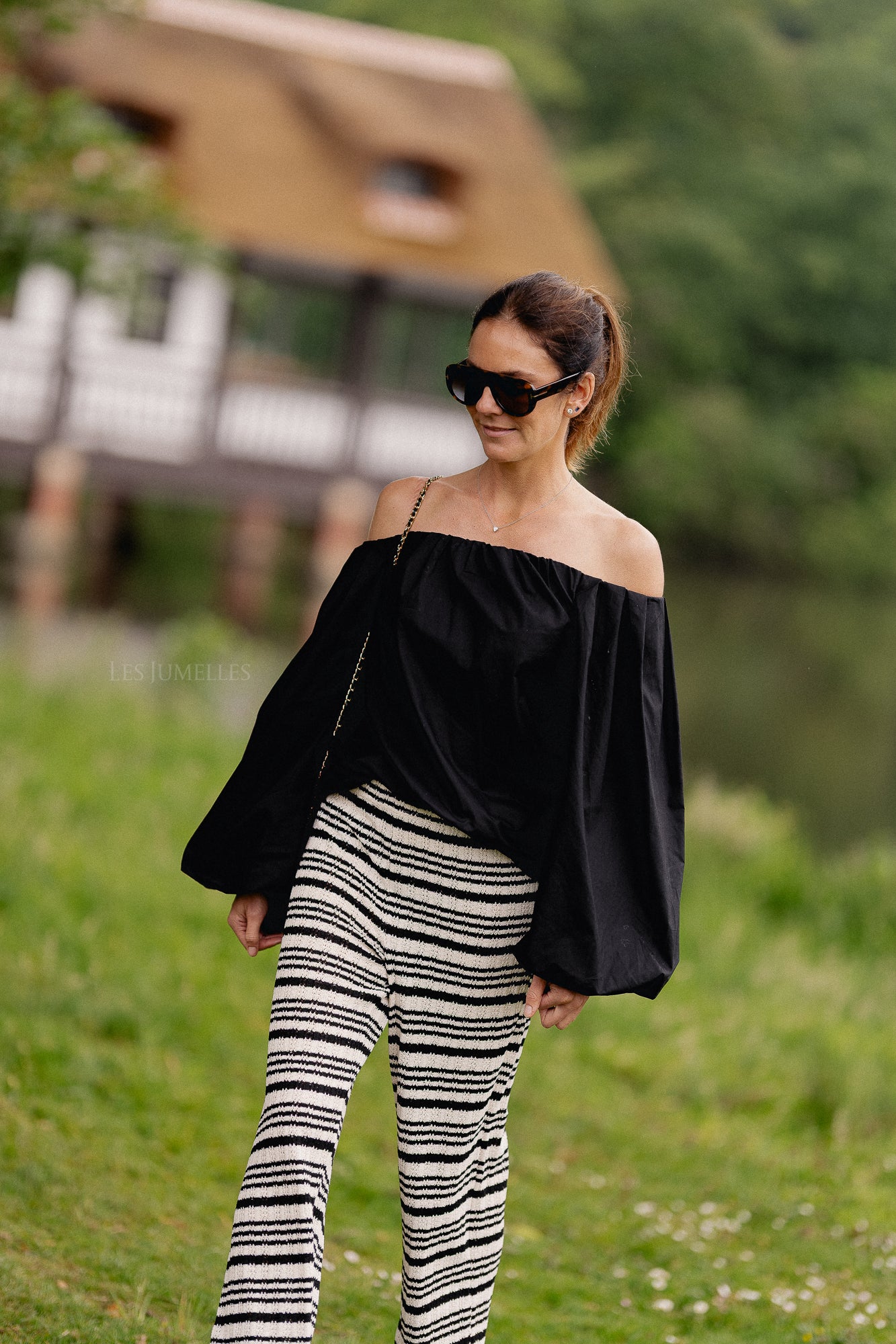 Fran Off-Shoulder Bluse Schwarz