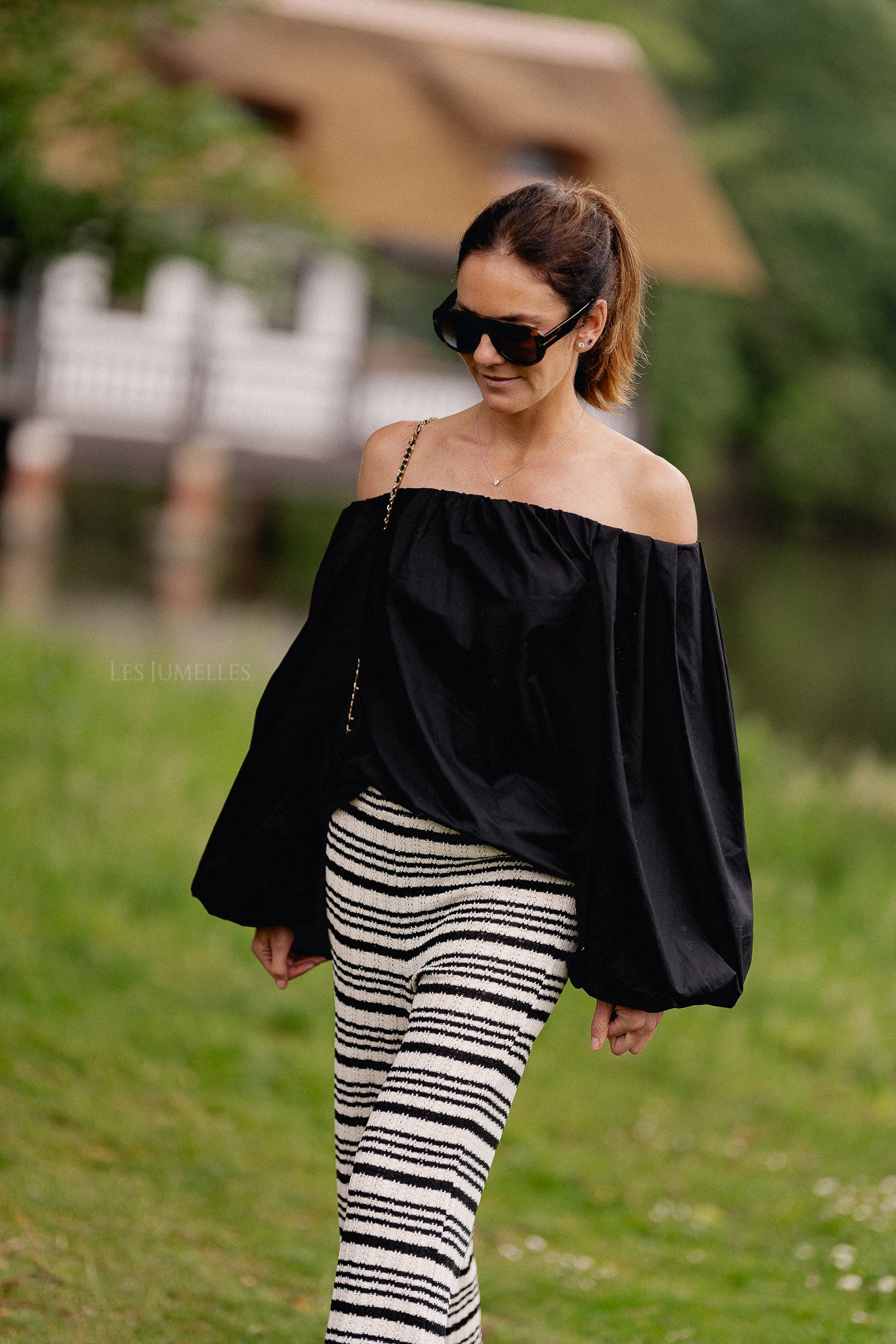 Fran Off-Shoulder Bluse Schwarz