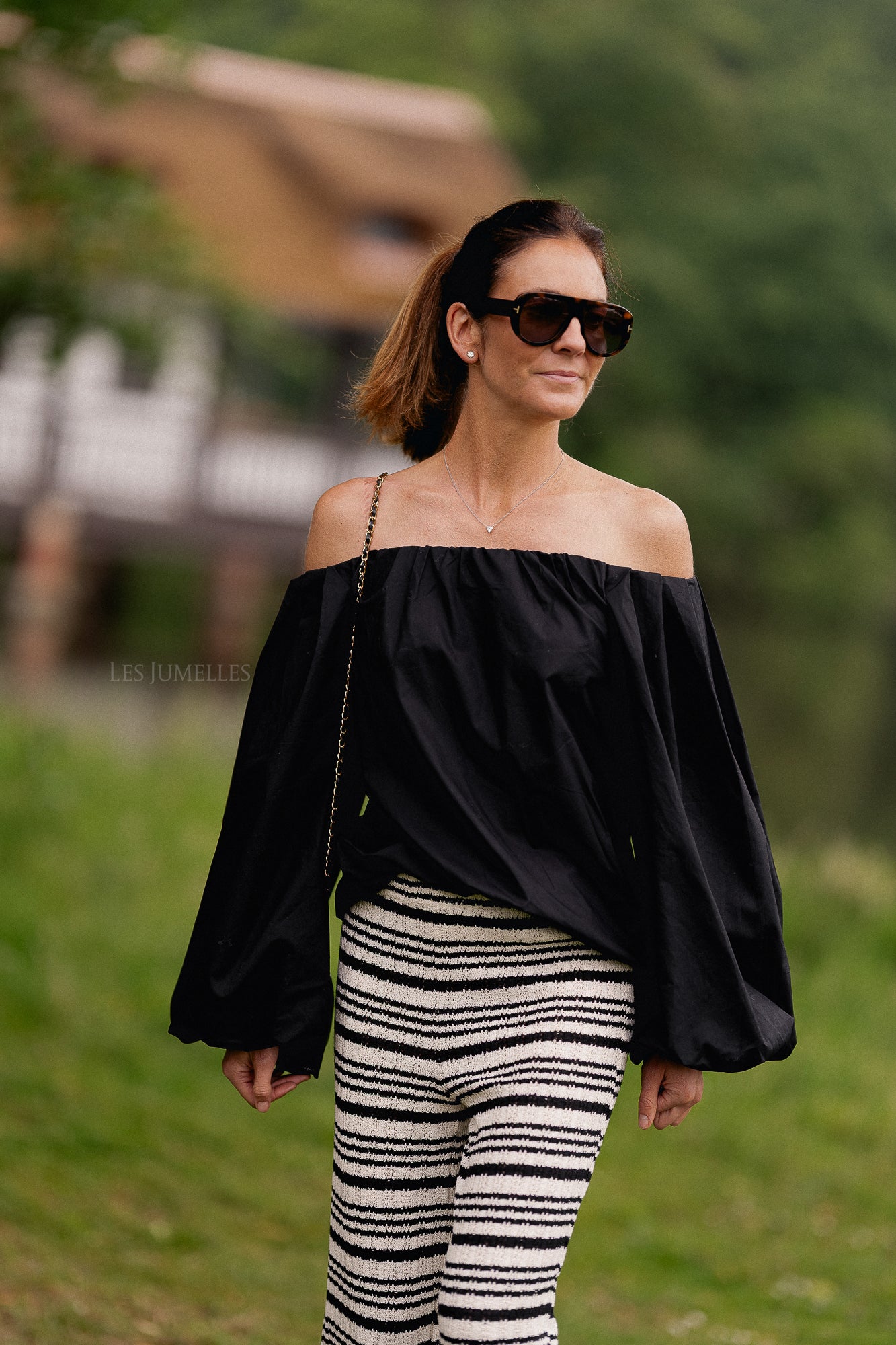 Fran Off-Shoulder Bluse Schwarz