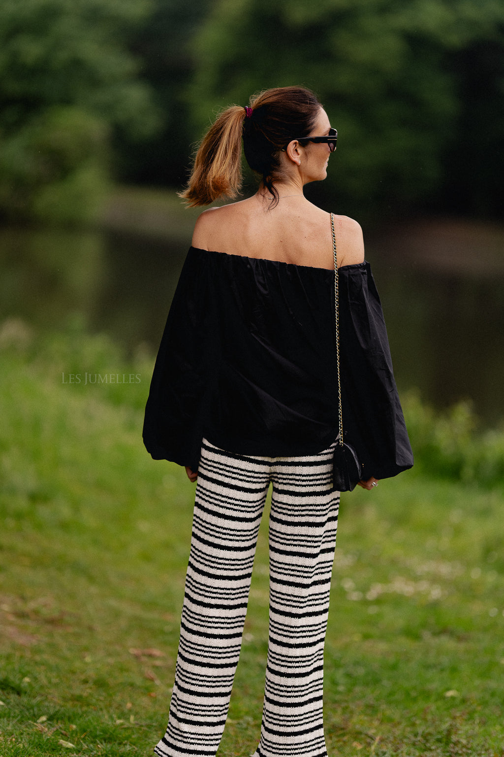 Finn trousers black/cream stripes