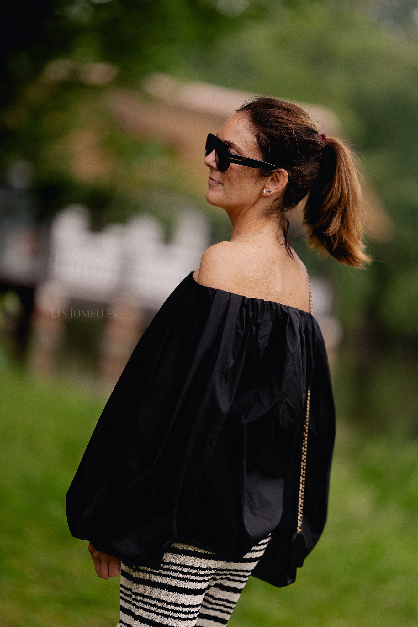 Fran Off-Shoulder Bluse Schwarz