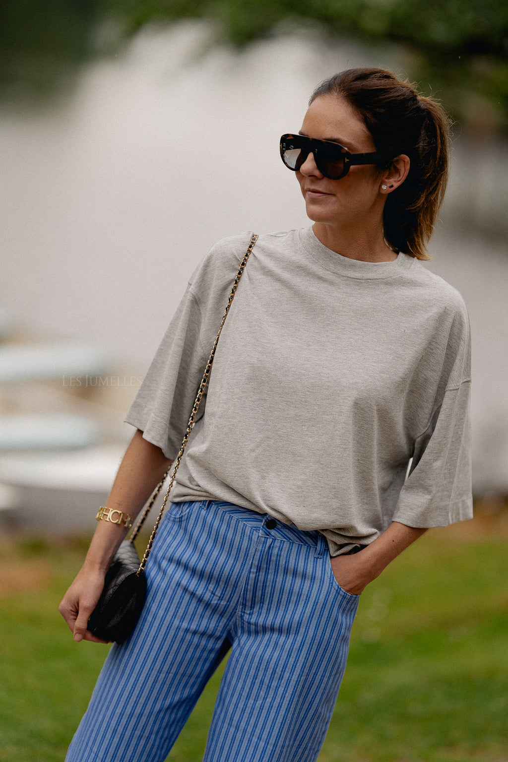 SLFColwoman 2/4 Oversized-T-Shirt in Hellgrau-Melange