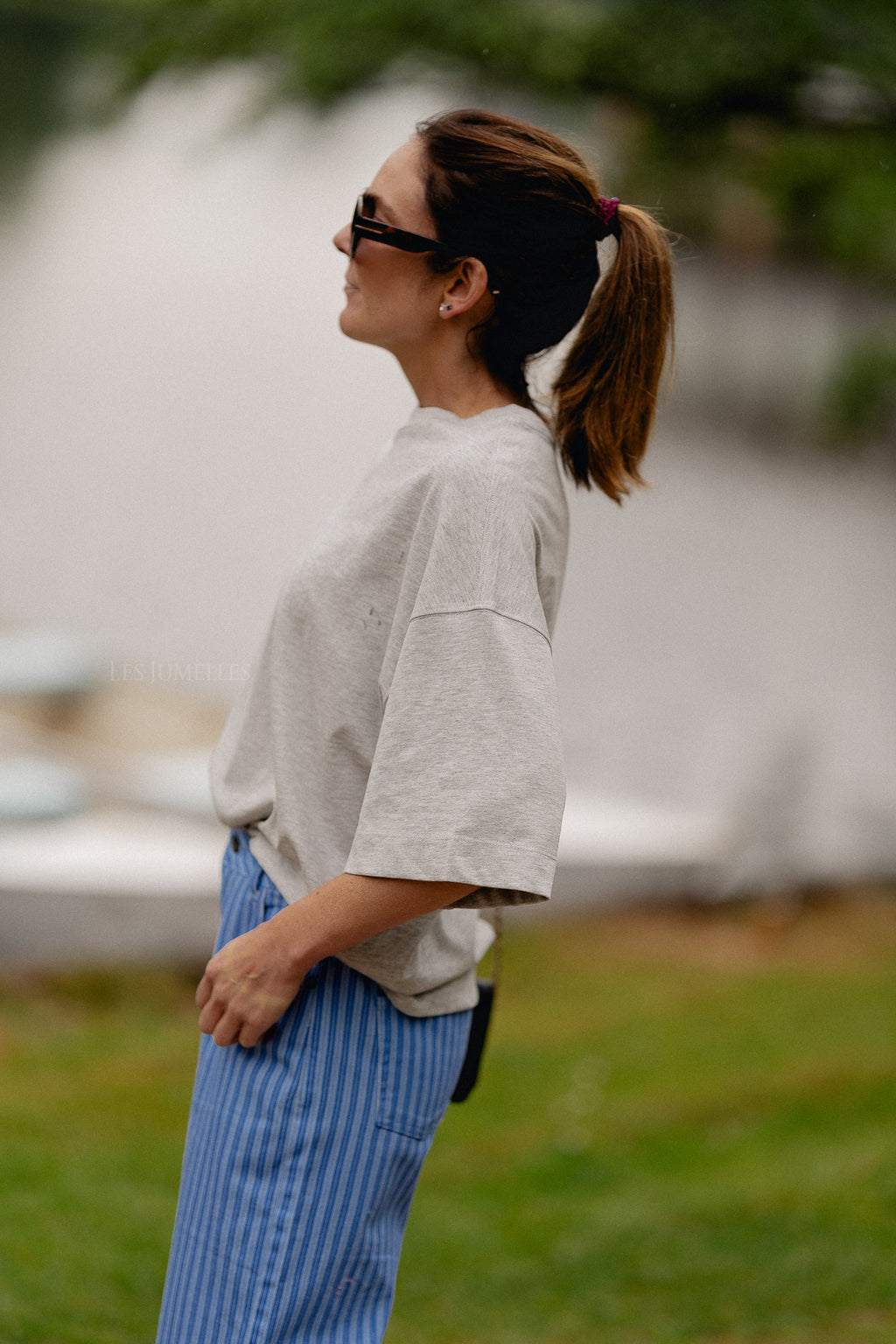 SLFColwoman 2/4 Oversized-T-Shirt in Hellgrau-Melange