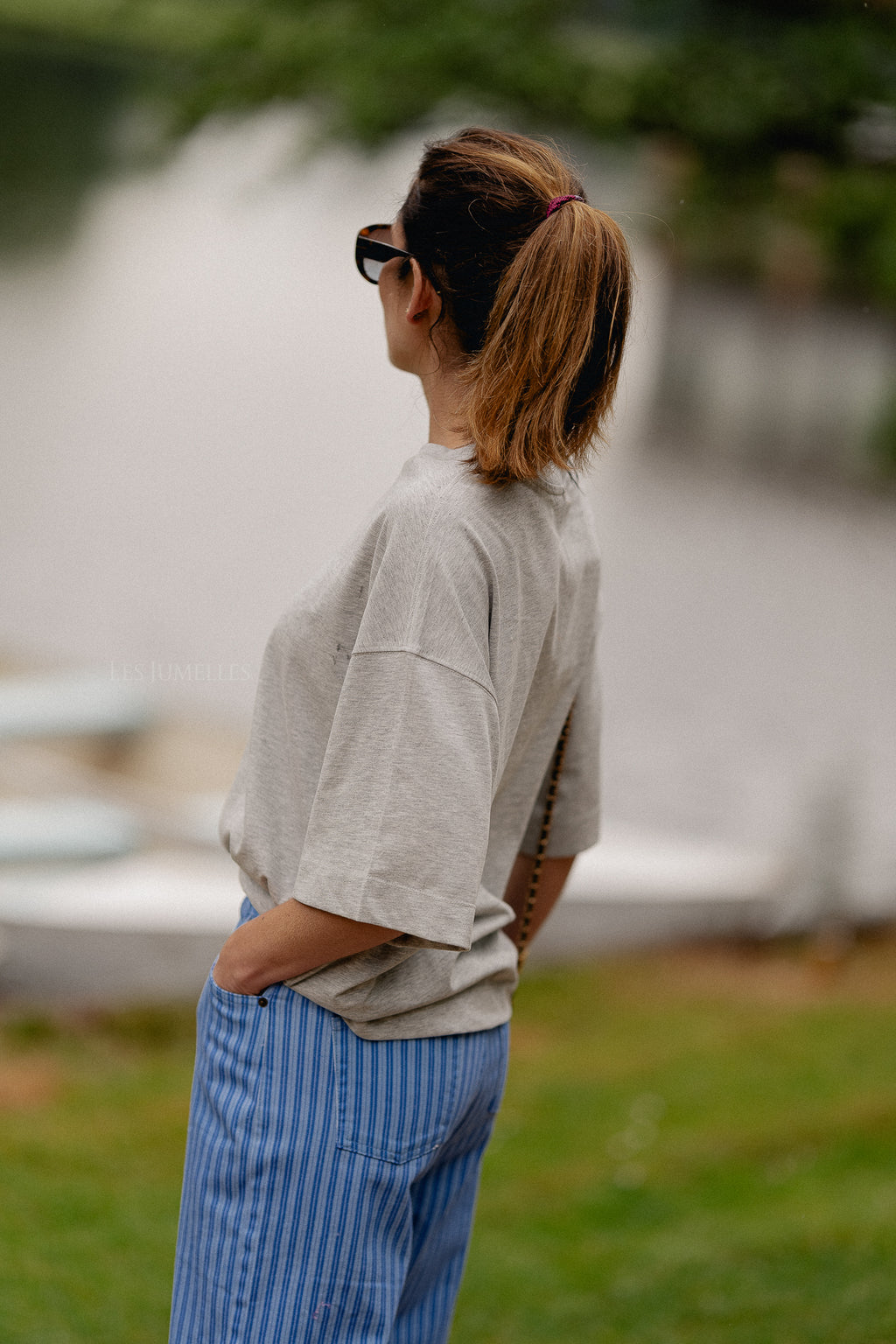 SLFColwoman 2/4 Oversized-T-Shirt in Hellgrau-Melange