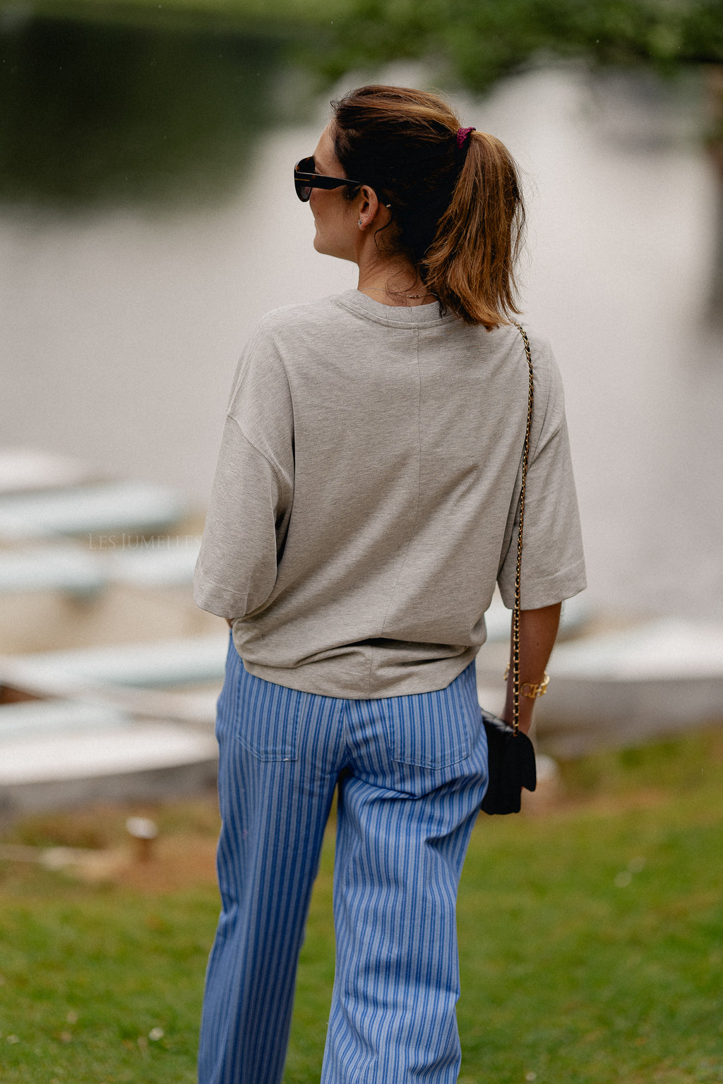 SLFColwoman 2/4 Oversized-T-Shirt in Hellgrau-Melange