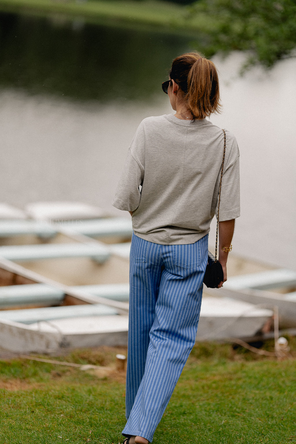 SLFColwoman 2/4 Oversized-T-Shirt in Hellgrau-Melange