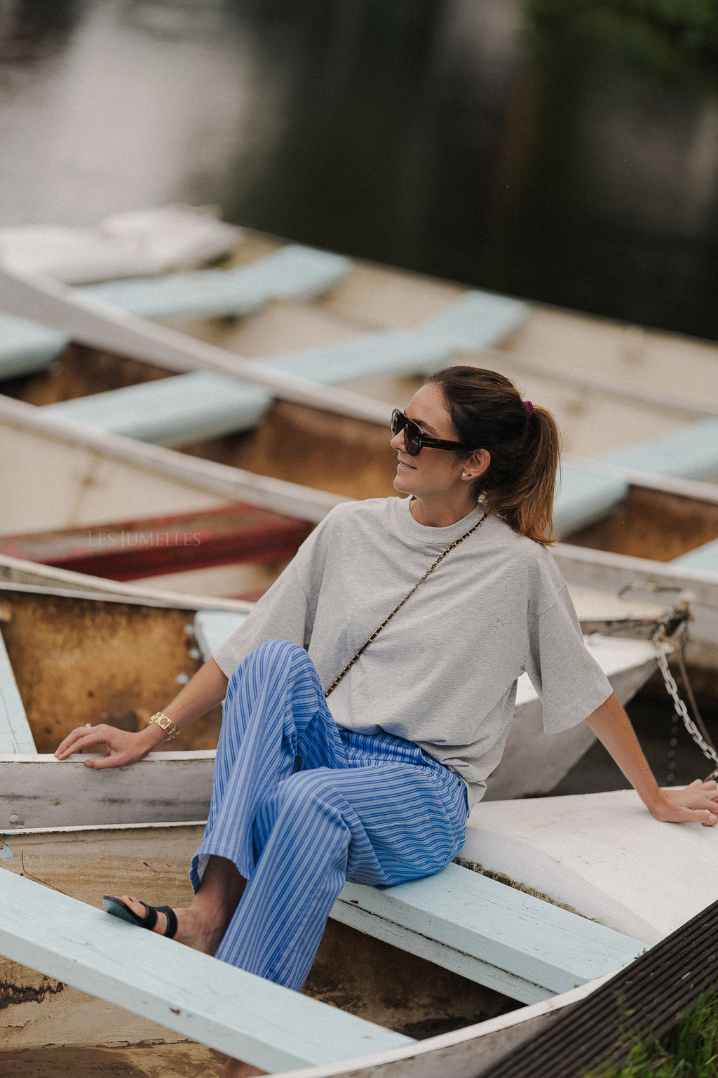 SLFColwoman 2/4 Oversized-T-Shirt in Hellgrau-Melange