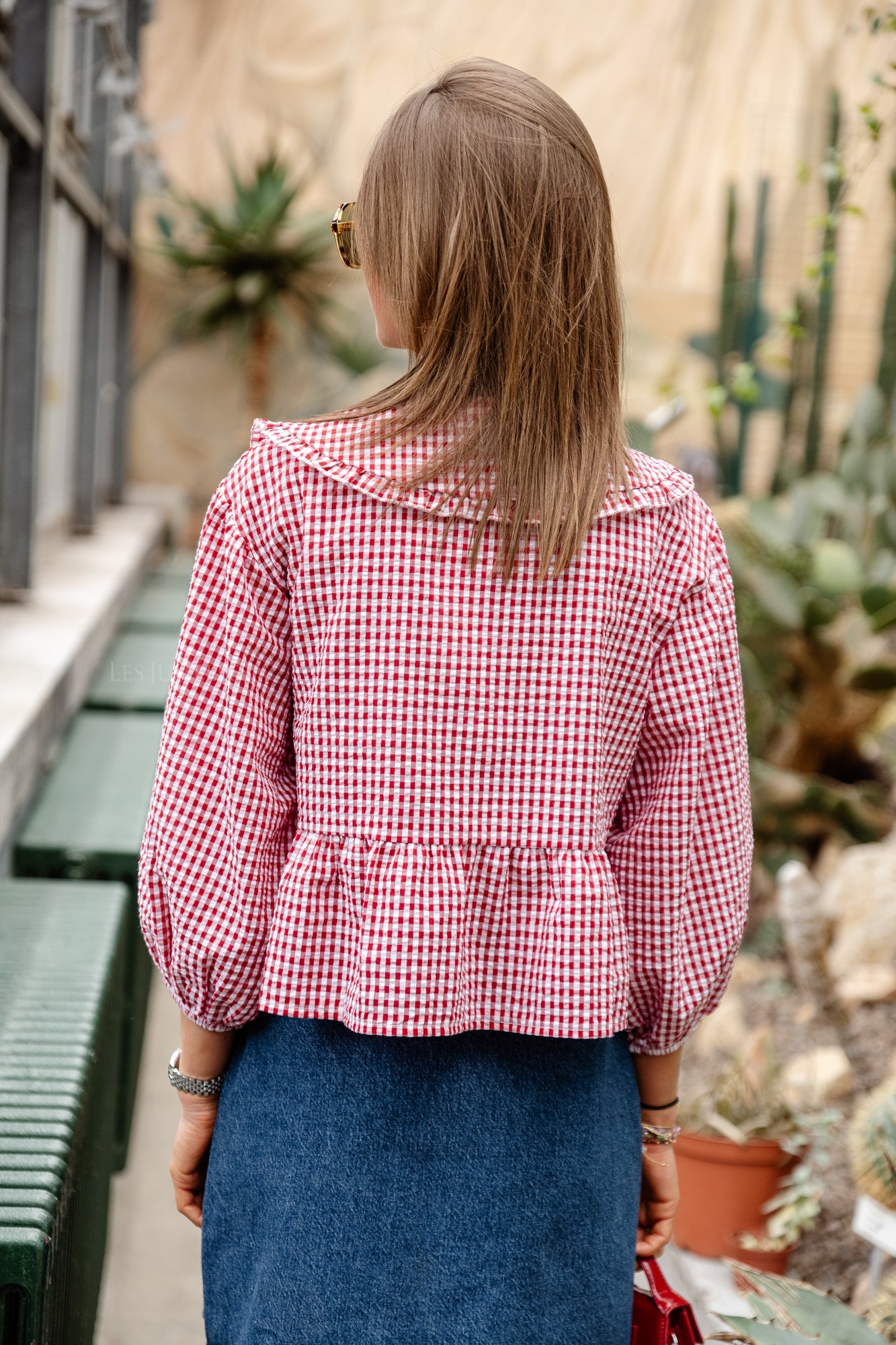 Anna checkered blouse red