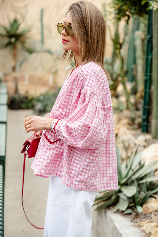 Les Jumelles Lilou cotton frill shirt pink