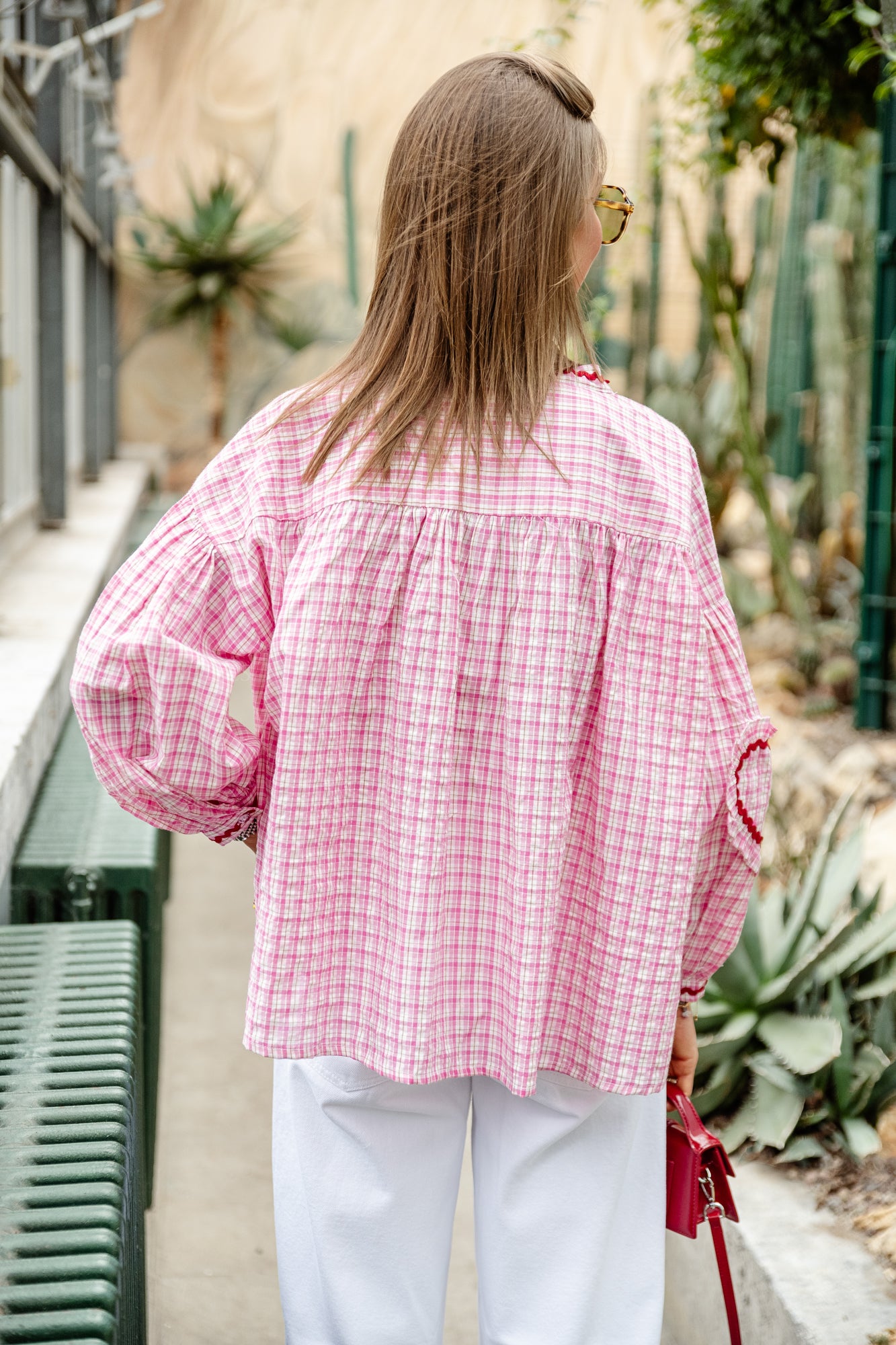 Lilou cotton frill shirt pink