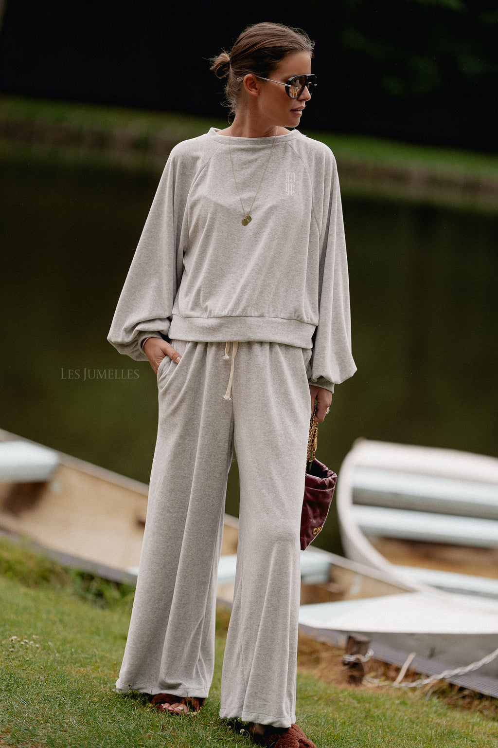 Lucie velvet pants grey melange
