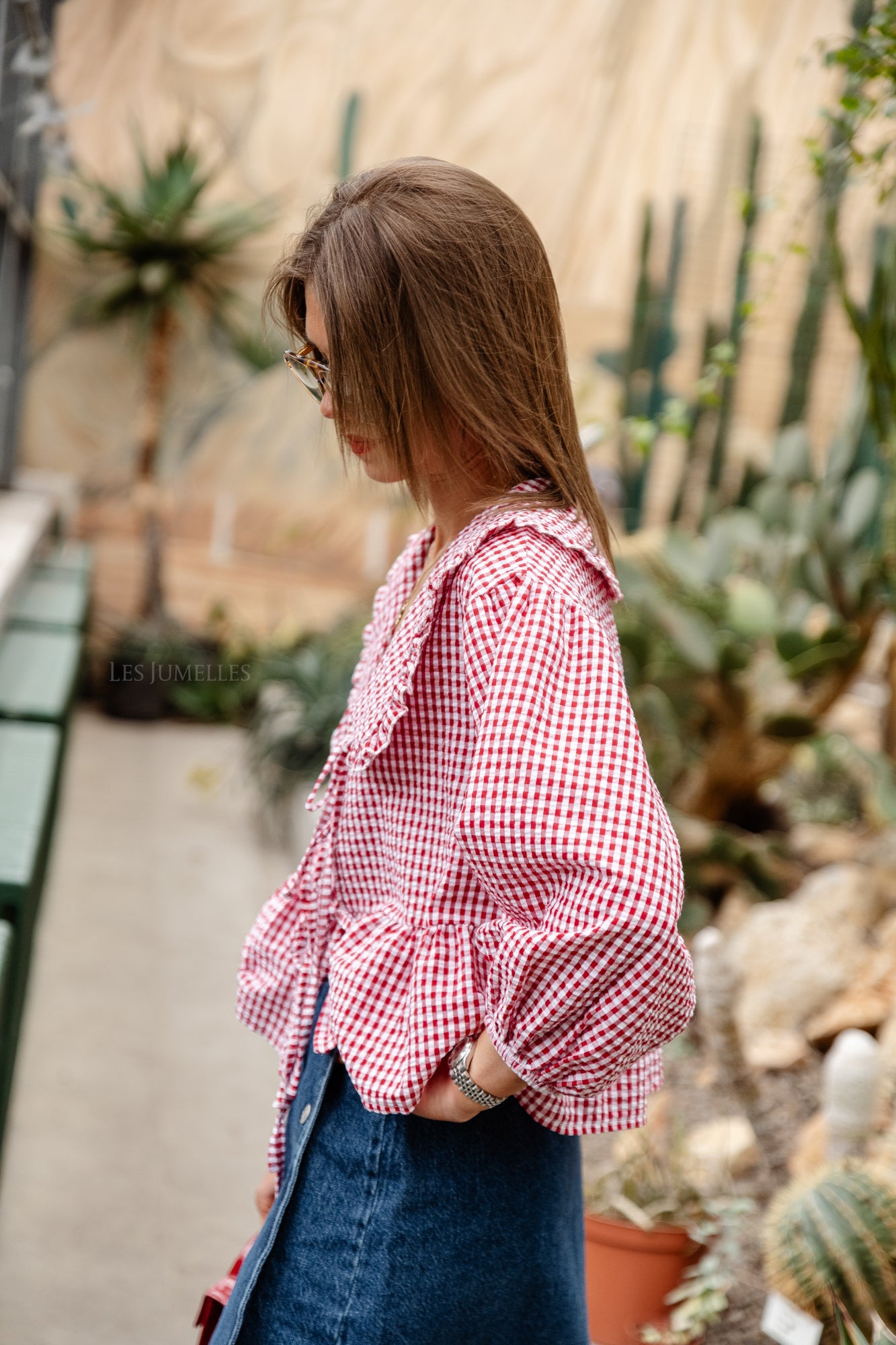 Anna checkered blouse red