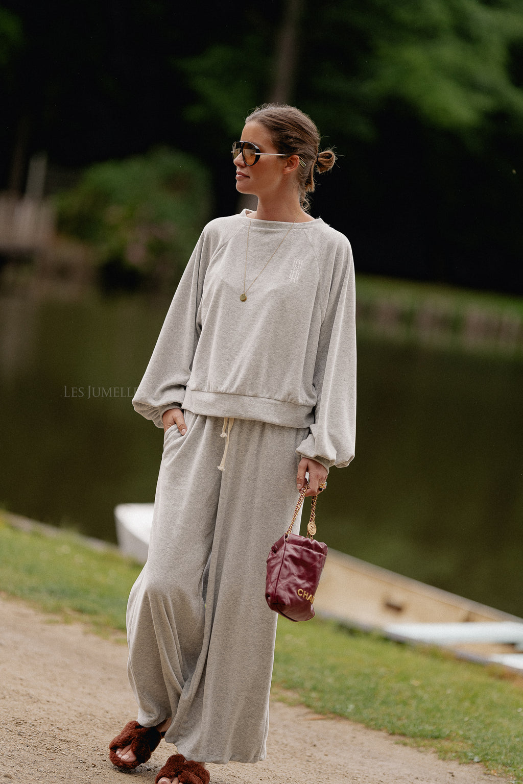 Lucie velvet pants grey melange
