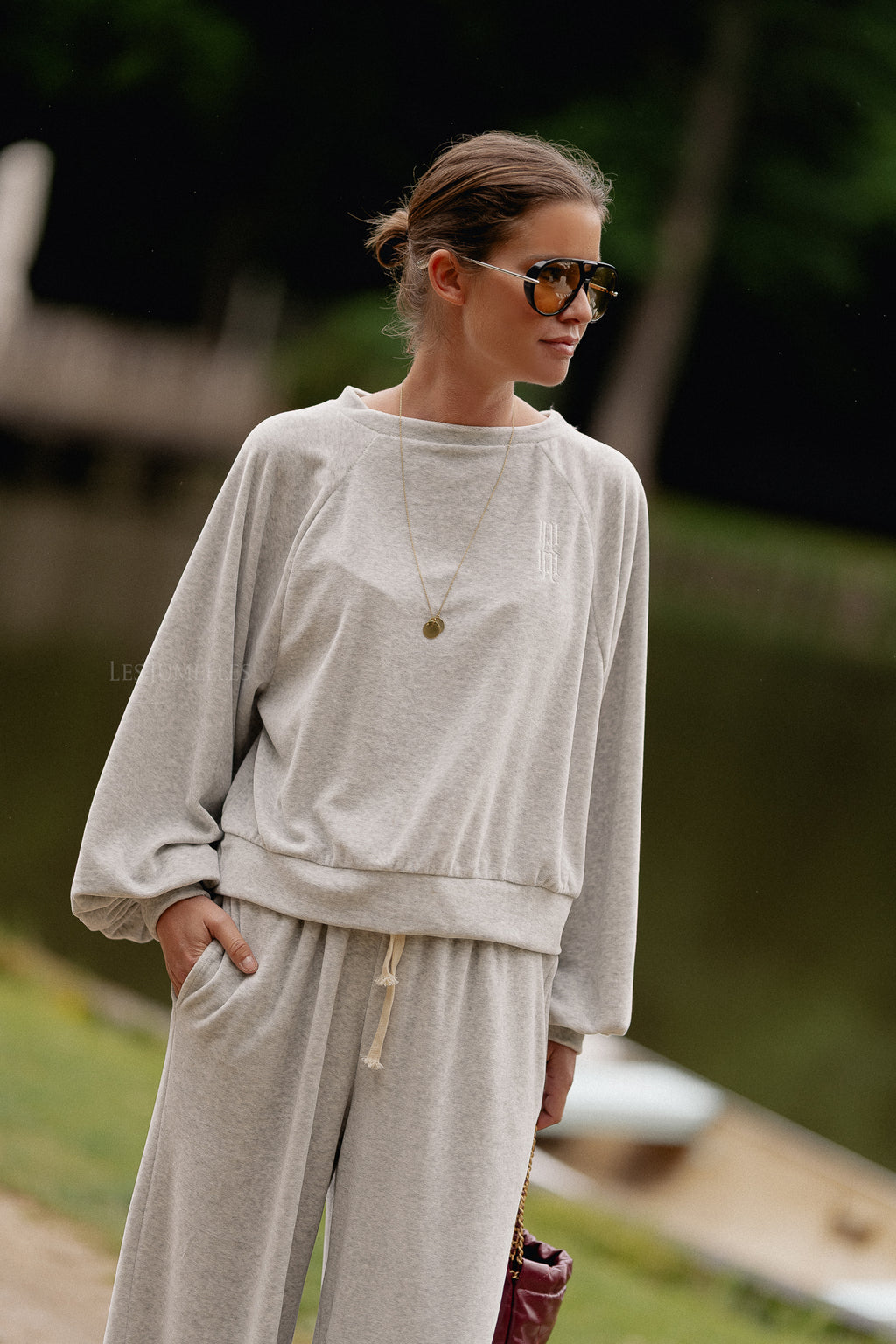 Lucie velvet sweater grey melange