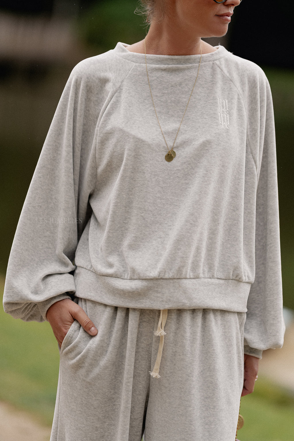 Lucie velvet sweater grey melange