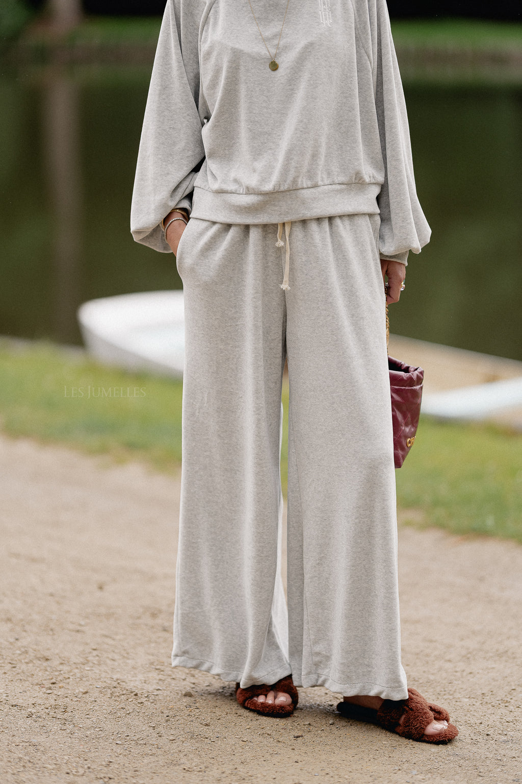Lucie velvet pants grey melange
