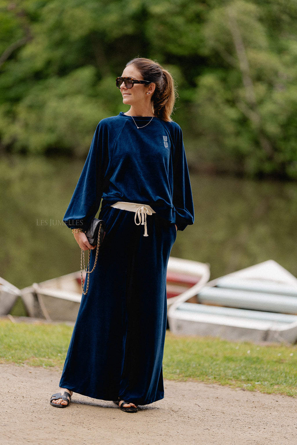 Pantalon en velours Lucie bleu marine