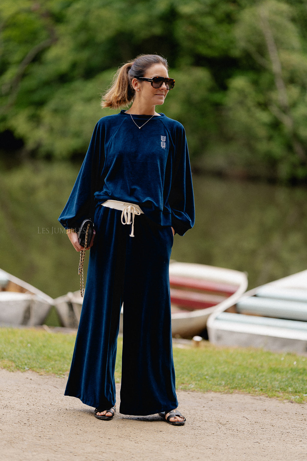 Pantalon en velours Lucie bleu marine