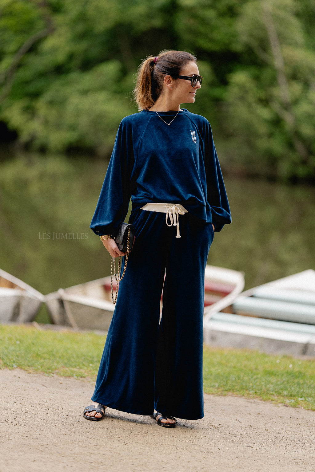 Pantalon en velours Lucie bleu marine