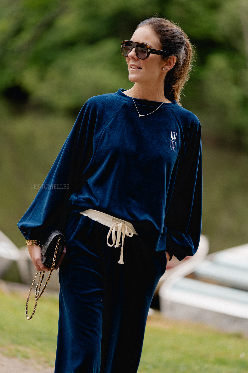 Lucie velvet sweater navy