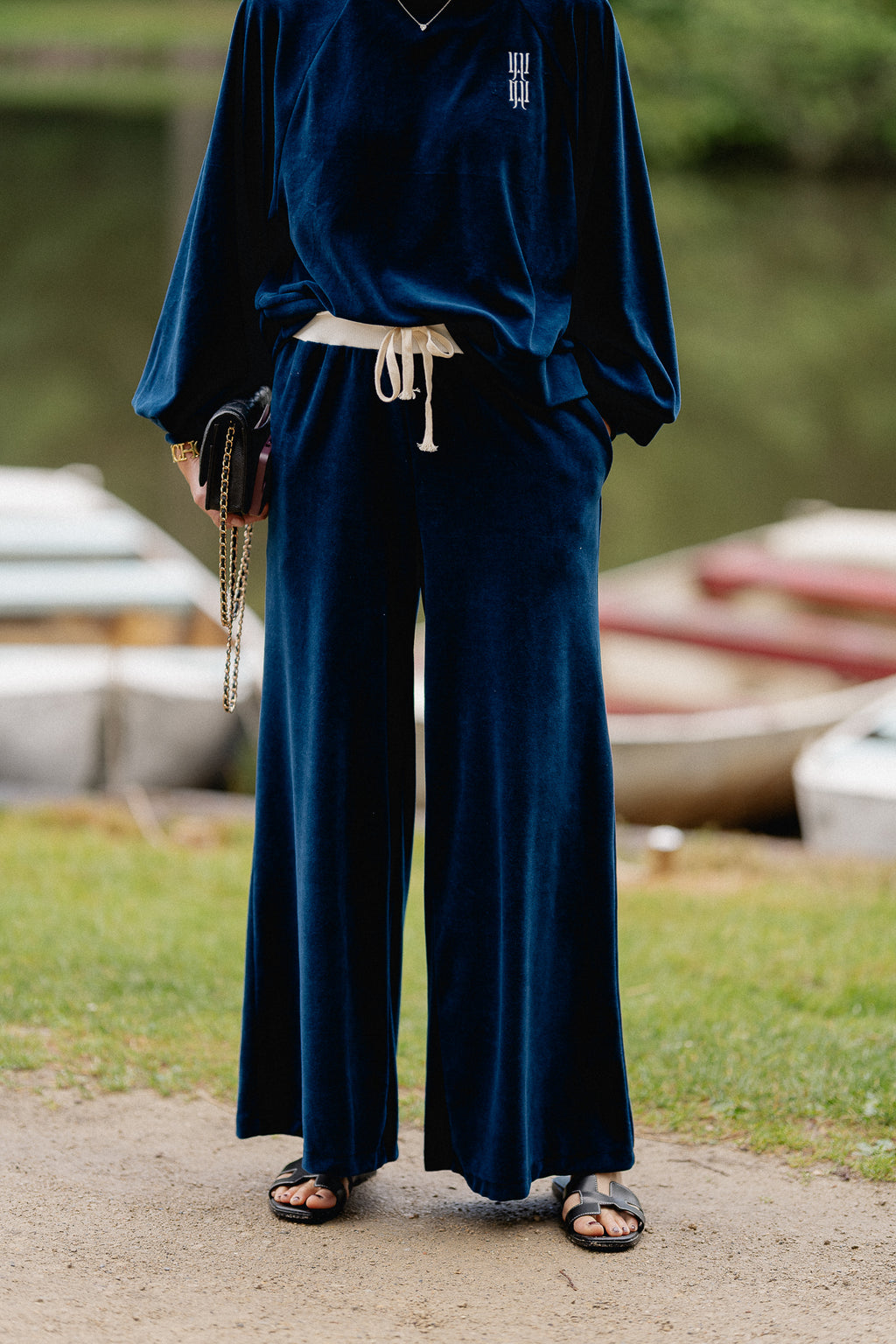 Pantalon en velours Lucie bleu marine