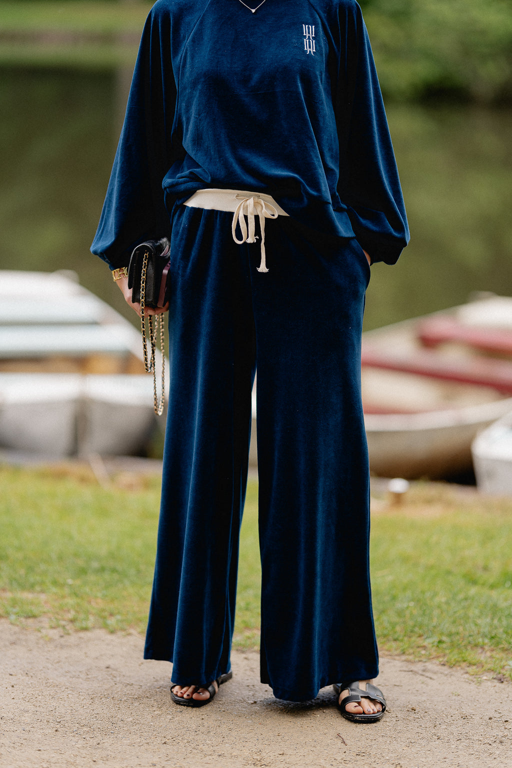 Pantalon en velours Lucie bleu marine