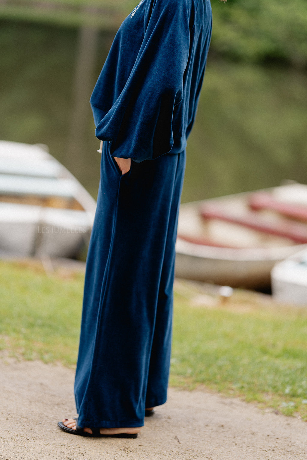 Pantalon en velours Lucie bleu marine