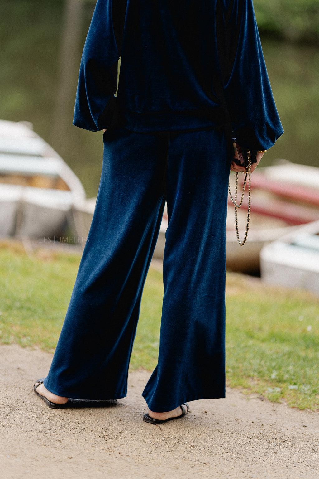 Pantalon en velours Lucie bleu marine