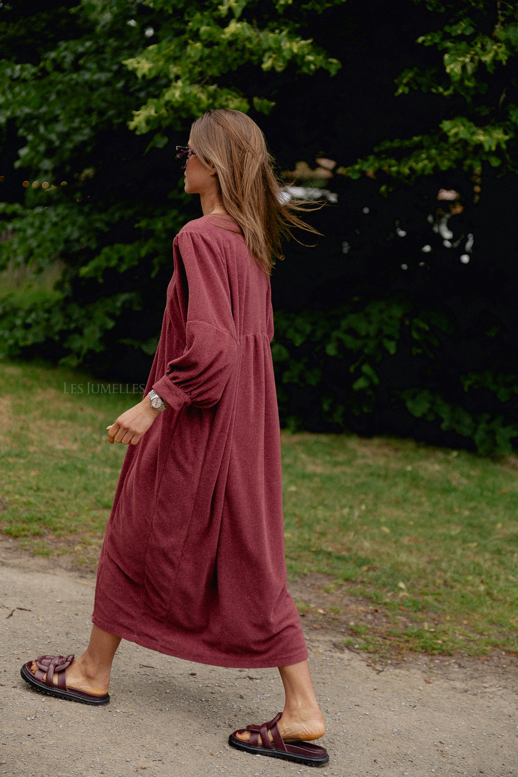 Louise Frottee-Kleid Weinrot 