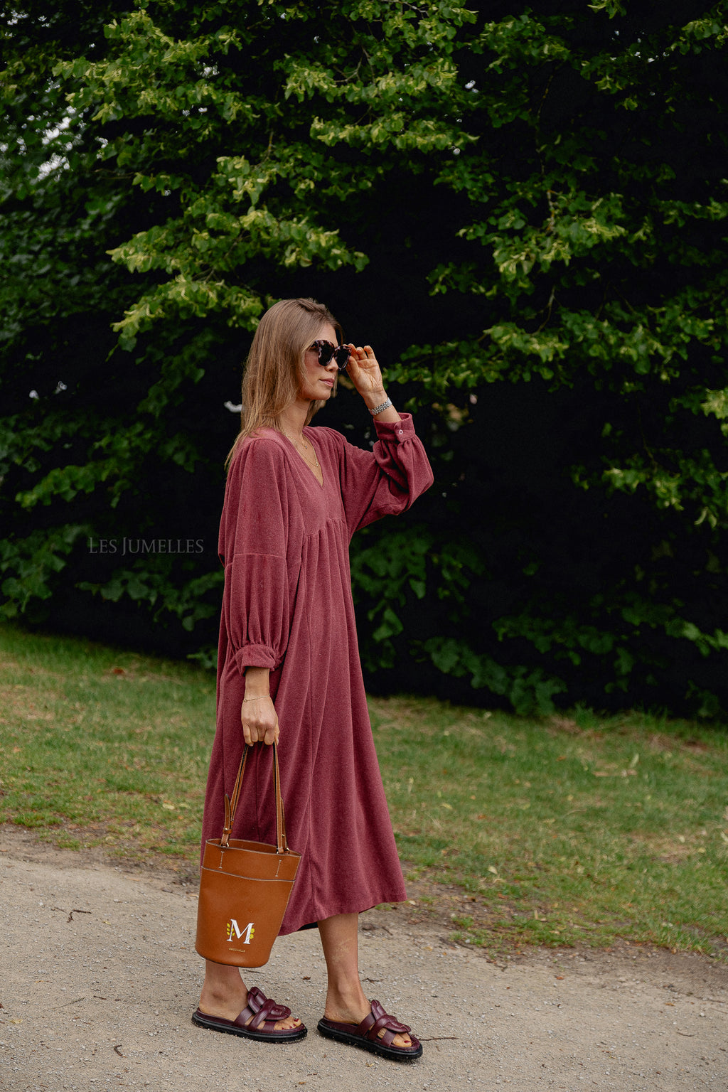 Louise Frottee-Kleid Weinrot 