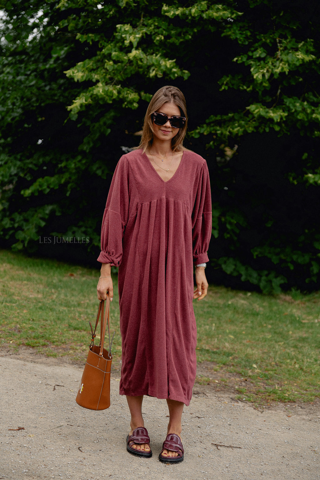 Louise Frottee-Kleid Weinrot 