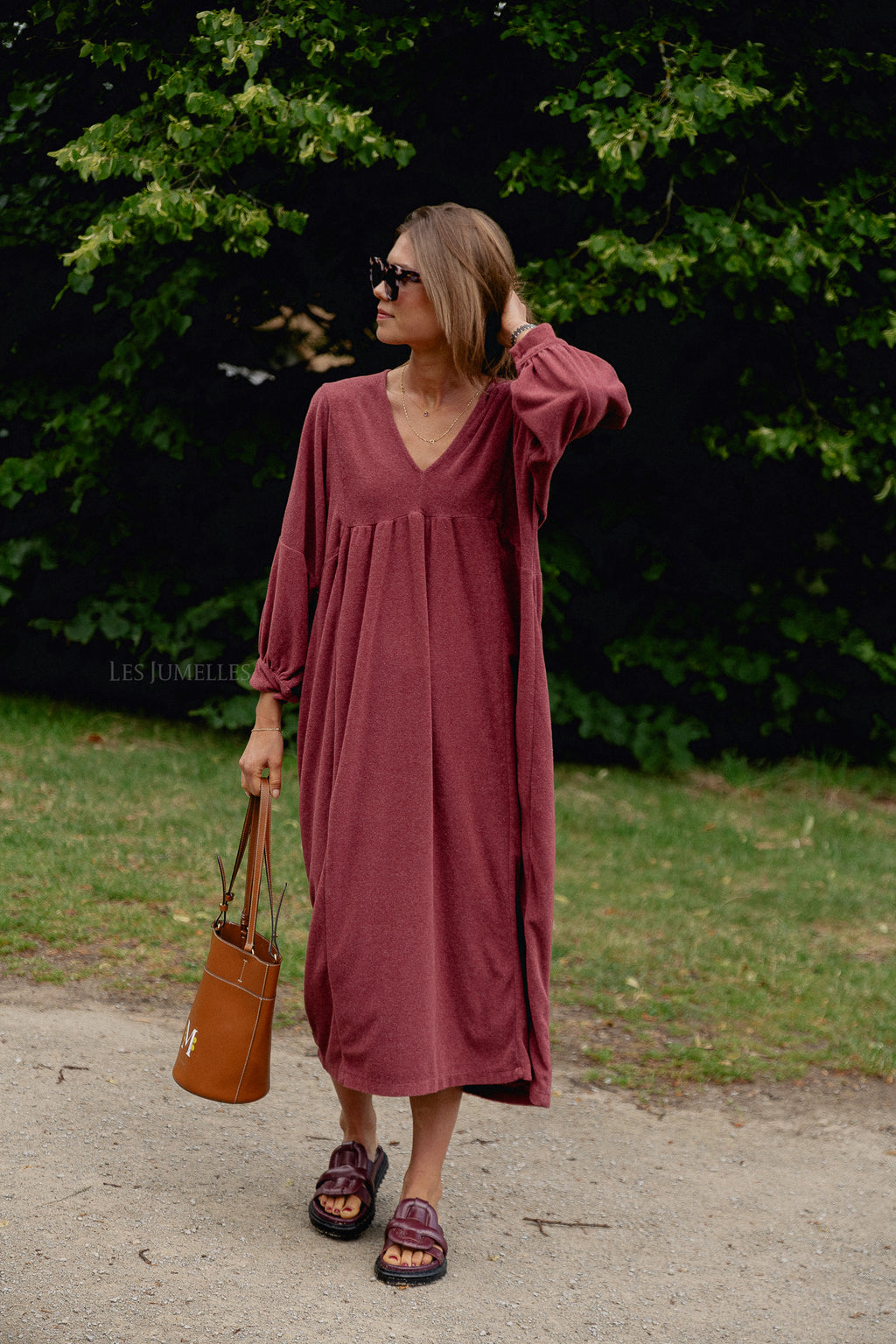 Louise Frottee-Kleid Weinrot 