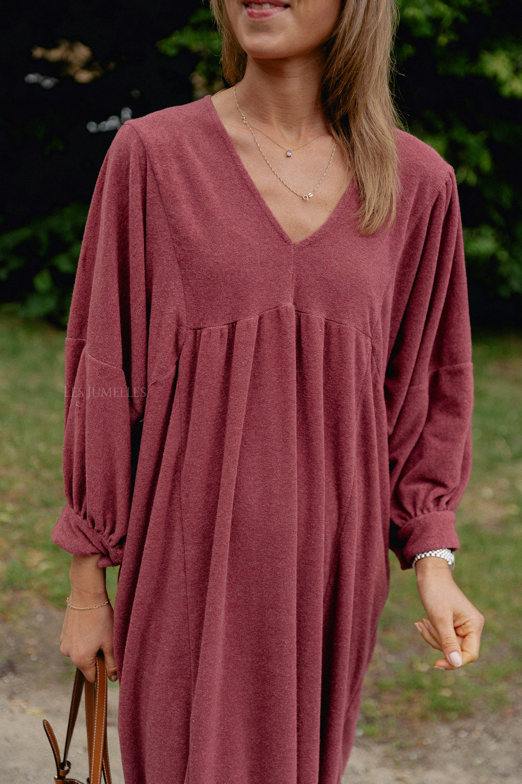 Louise Frottee-Kleid Weinrot 