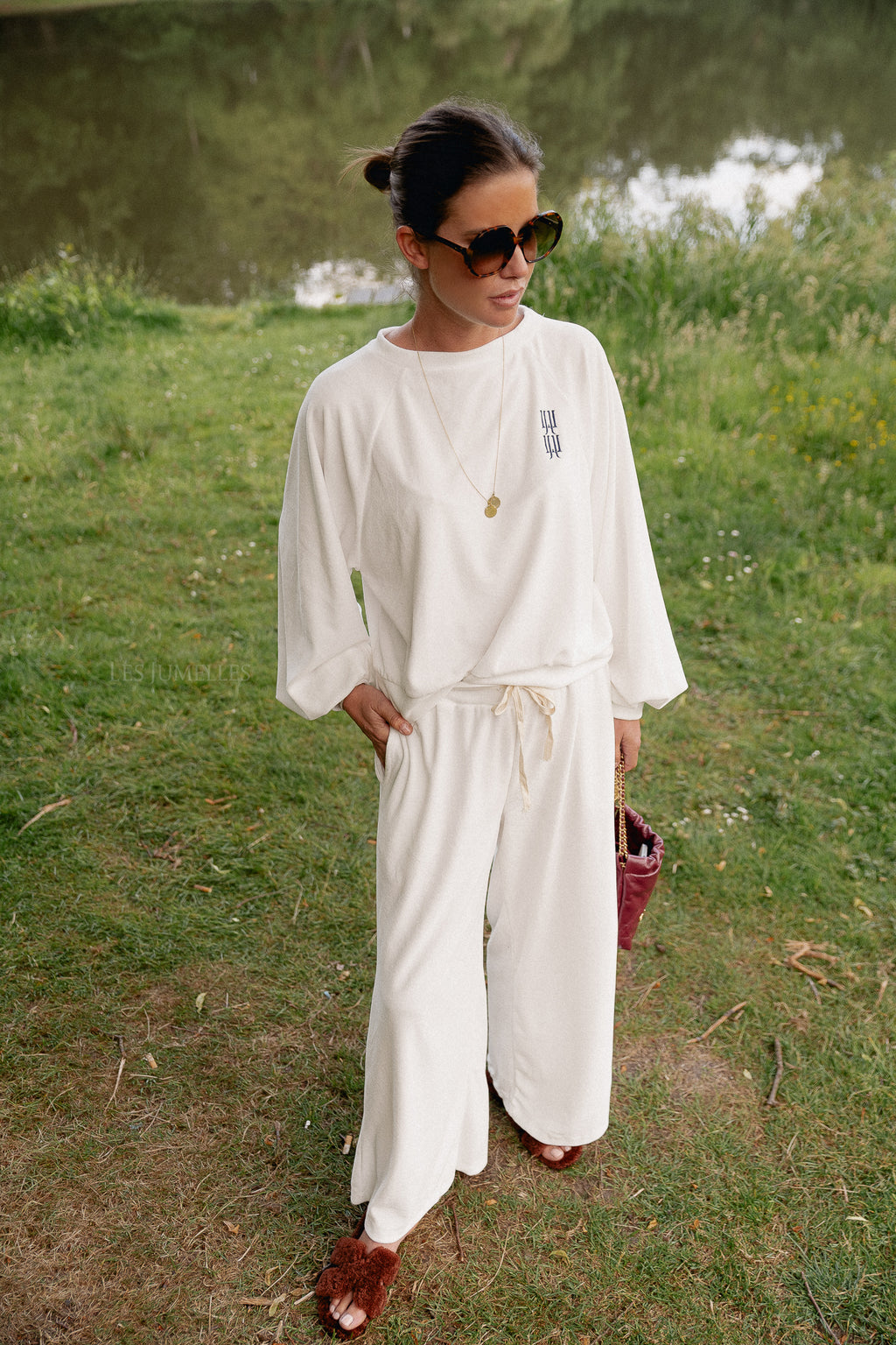 Lucie fluwelen broek wit