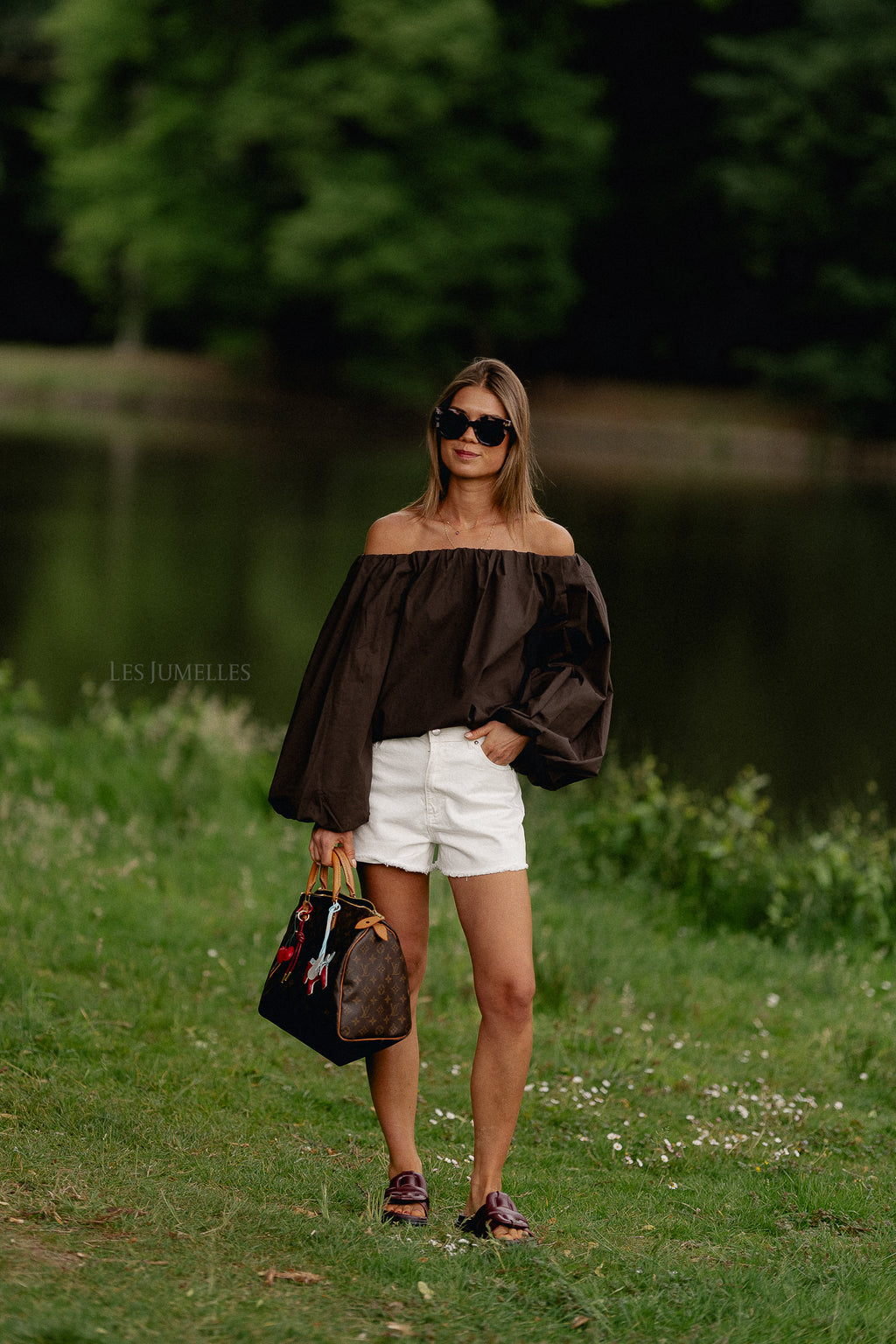Fran off shoulder blouse hot chocolate